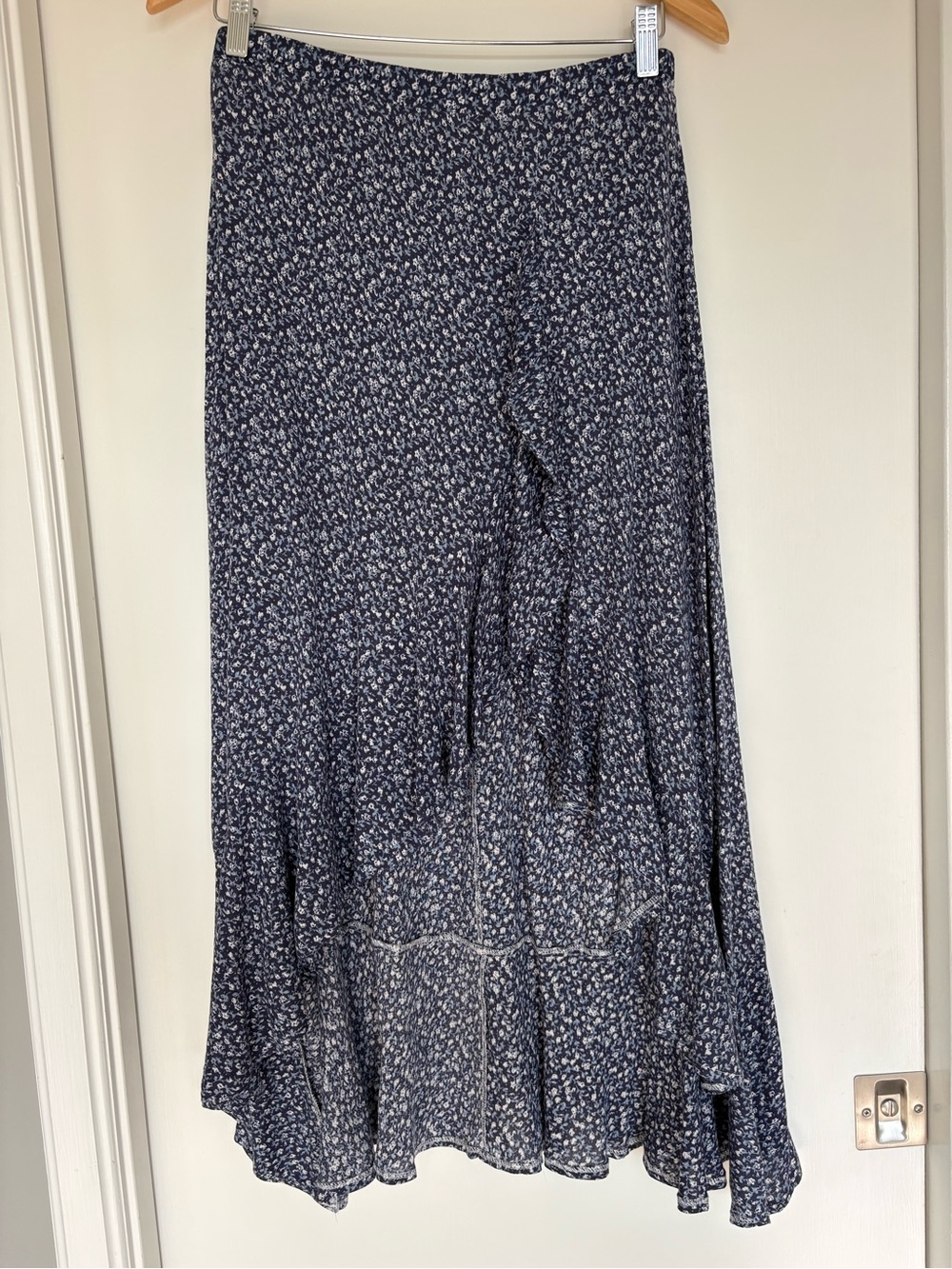 Women’s Blue High Low Floral Maxi Skirt